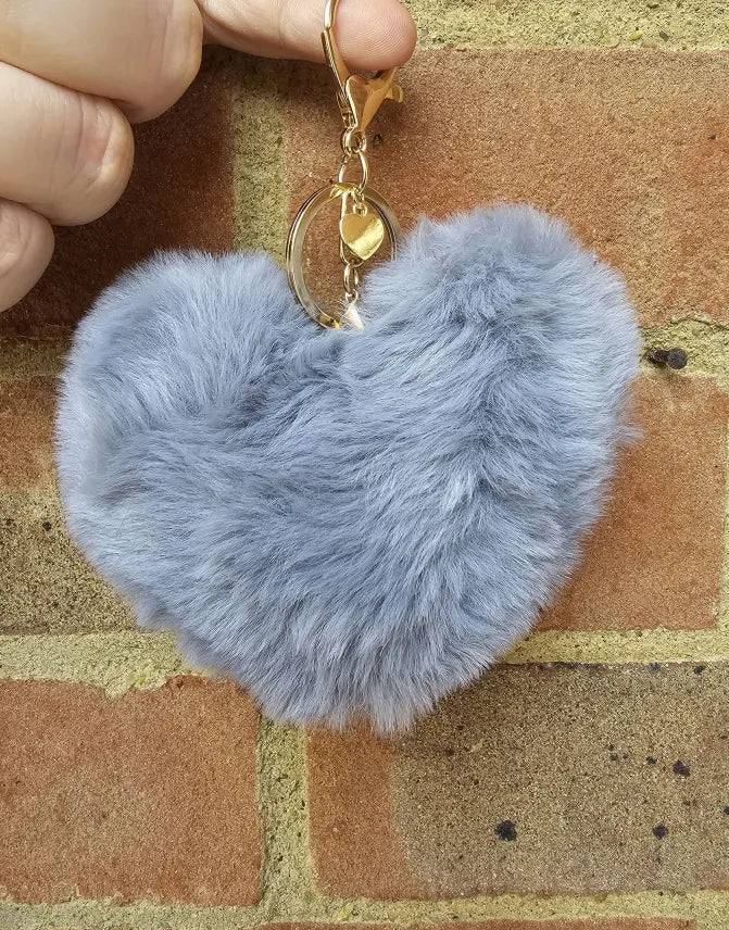 Grey Fluffy Heart Pom