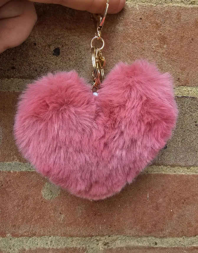 Pink Fluffy Heart Pom