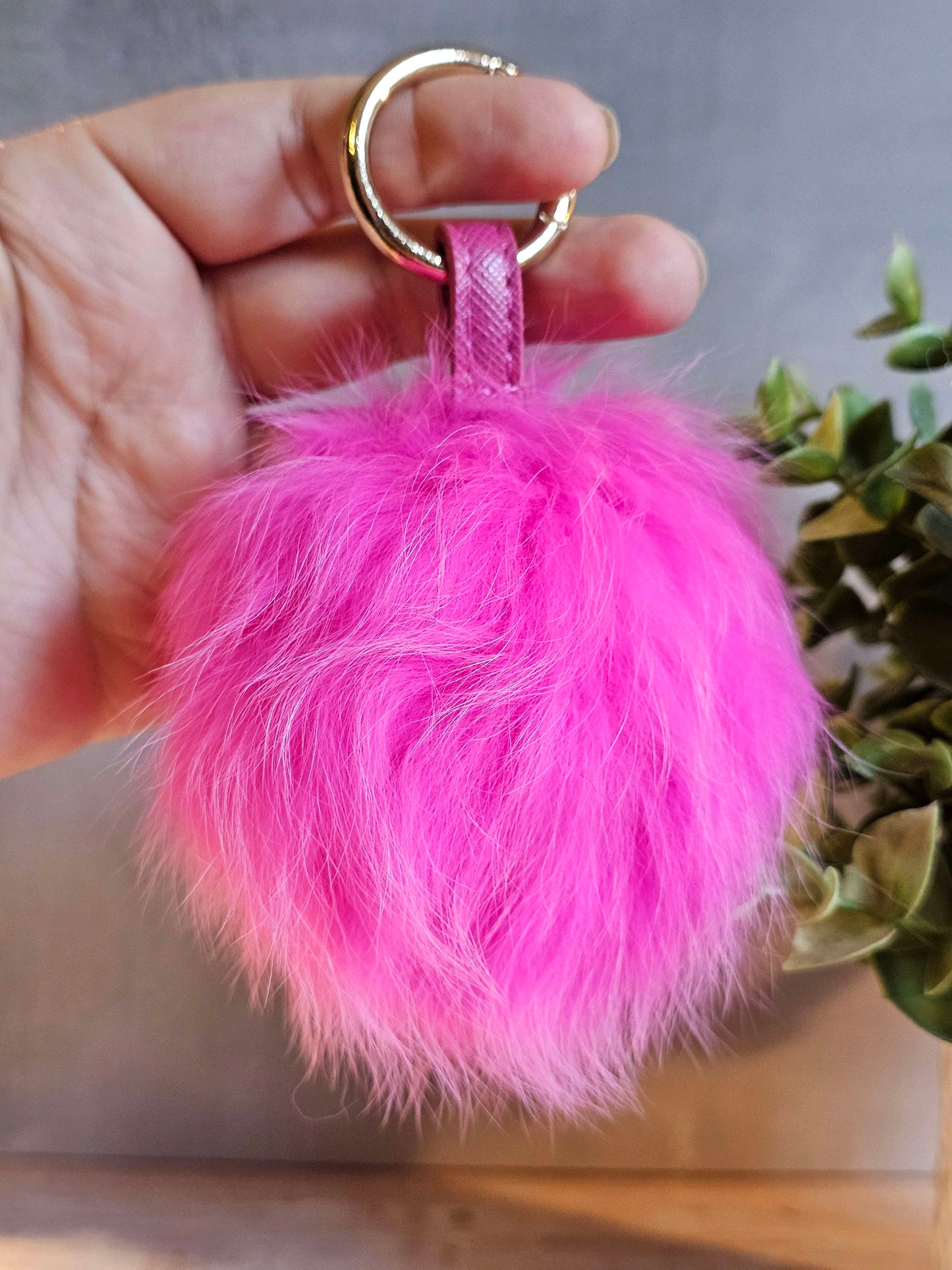Hot Pink 10cm Longhair Pom Pom