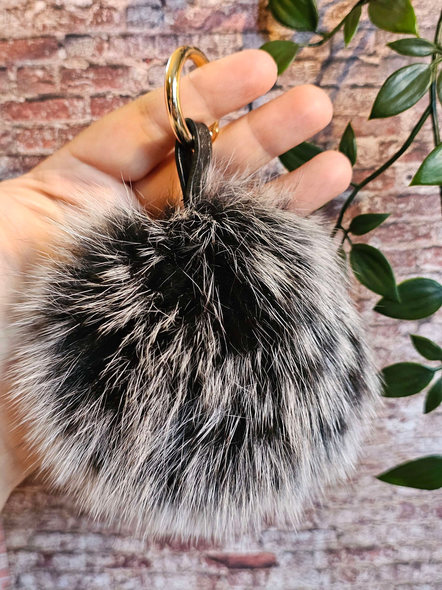 Frosted Black 12cm Longhair Pom Pom