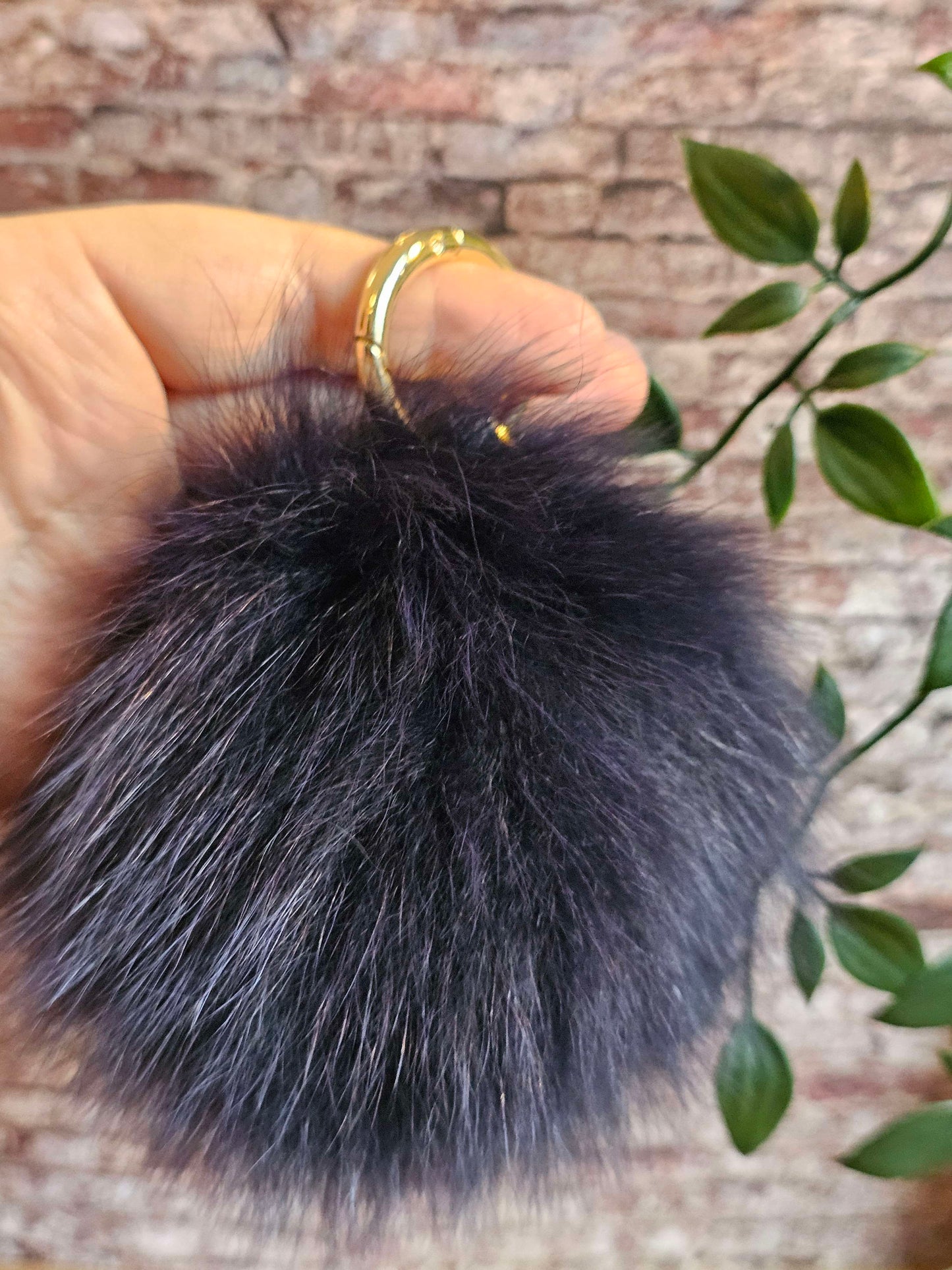 Navy 12cm Longhair Pom Pom