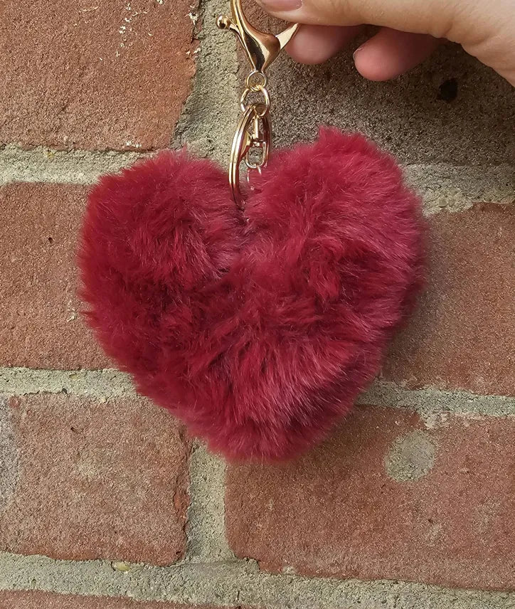 Wine Fluffy Heart Pom