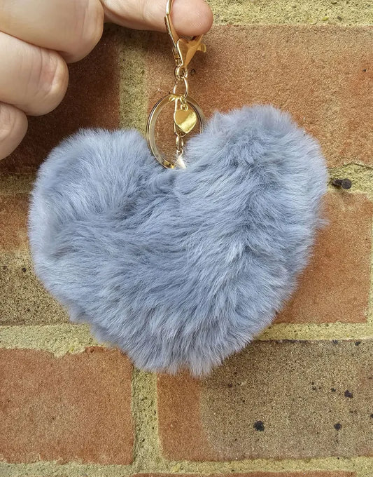 Grey Fluffy Heart Pom