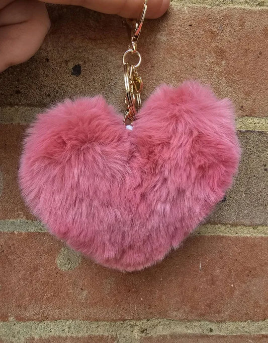 Pink Fluffy Heart Pom