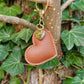Brown Leather Heart Keyring