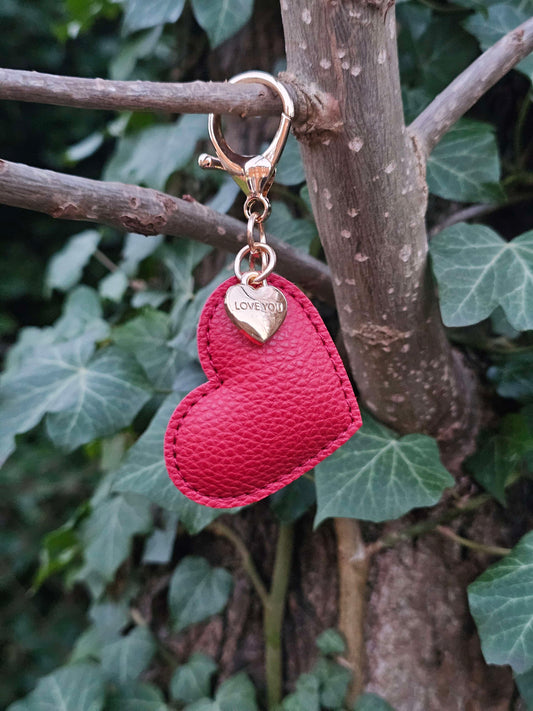 Chilli Red Leather Heart Keyring