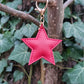 Chilli Red Leather Star Keyring