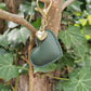 Dark Green Leather Heart Keyring