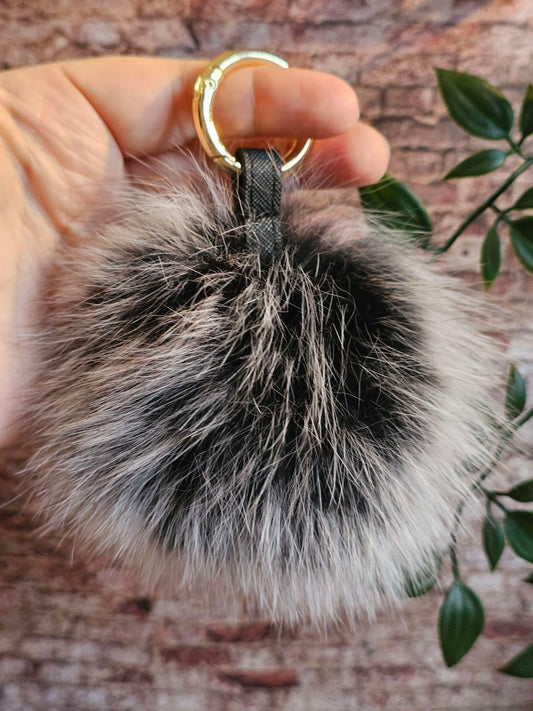 Frosted Black 10cm Longhair Pom Pom
