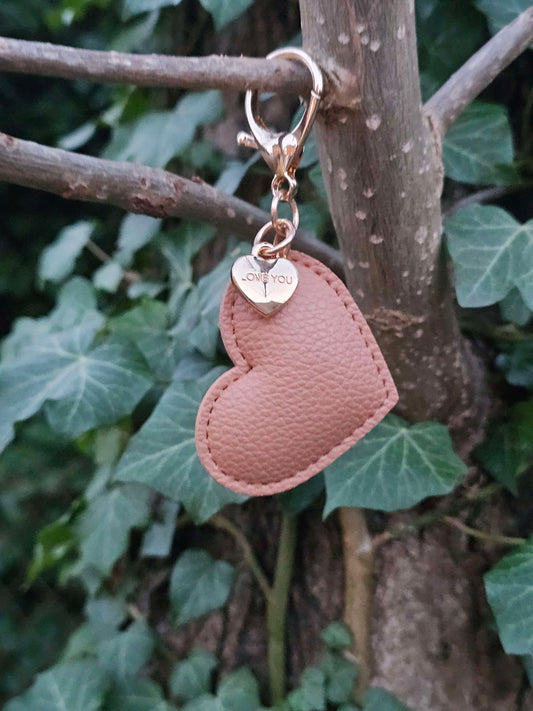 Ginger Leather Heart Keyring