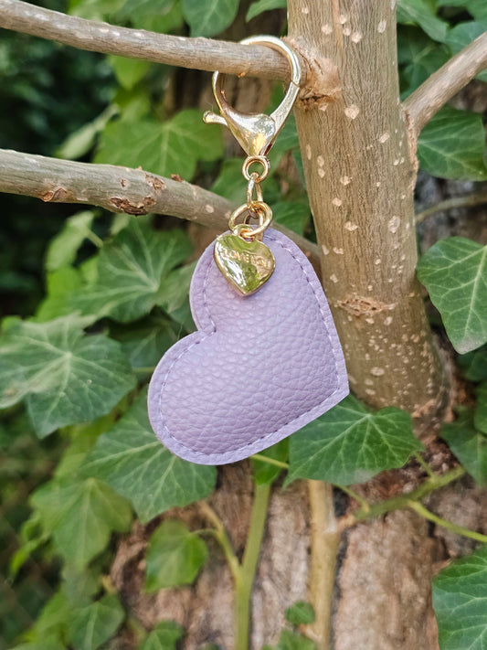 Light Purple Leather Heart Keyring