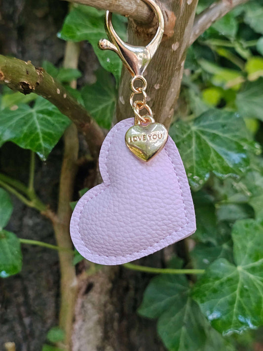 Lilac Leather Heart Keyring