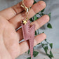 Mauve Lightning Bolt Leather Keyring
