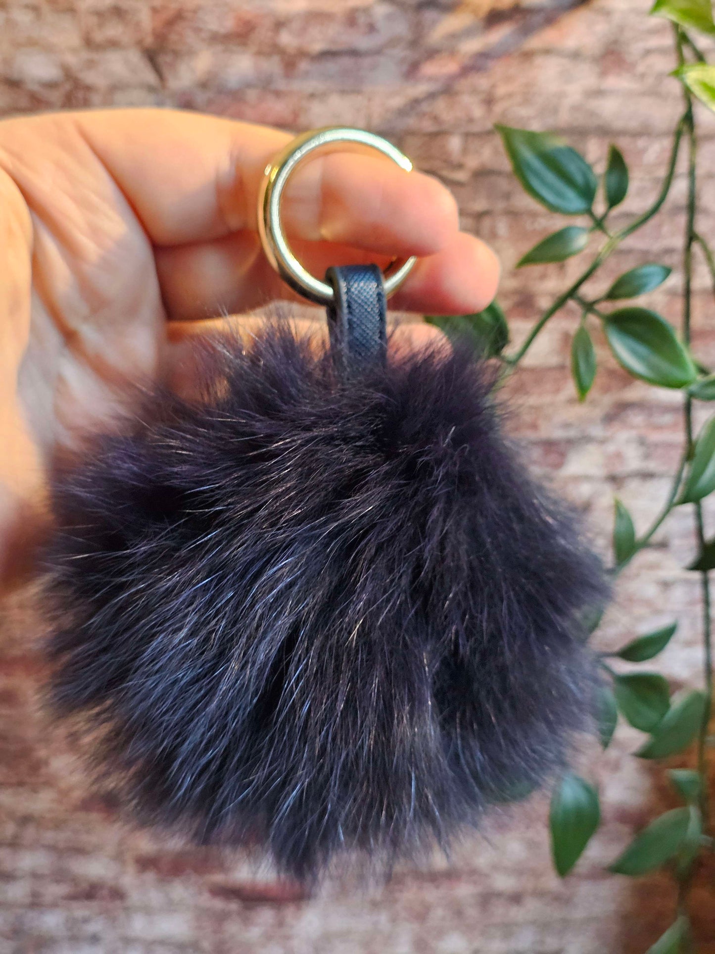 Navy 10cm Longhair Pom Pom