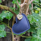 Navy Leather Heart Keyring
