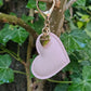 Pale Pink Leather Heart Keyring