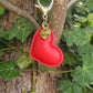 Red Leather Heart Keyring