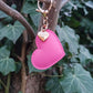 Rose Pink Leather Heart Keyring