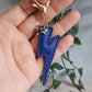 Royal Blue Lightning Bolt Leather Keyring