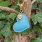 Sky Blue Leather Heart Keyring