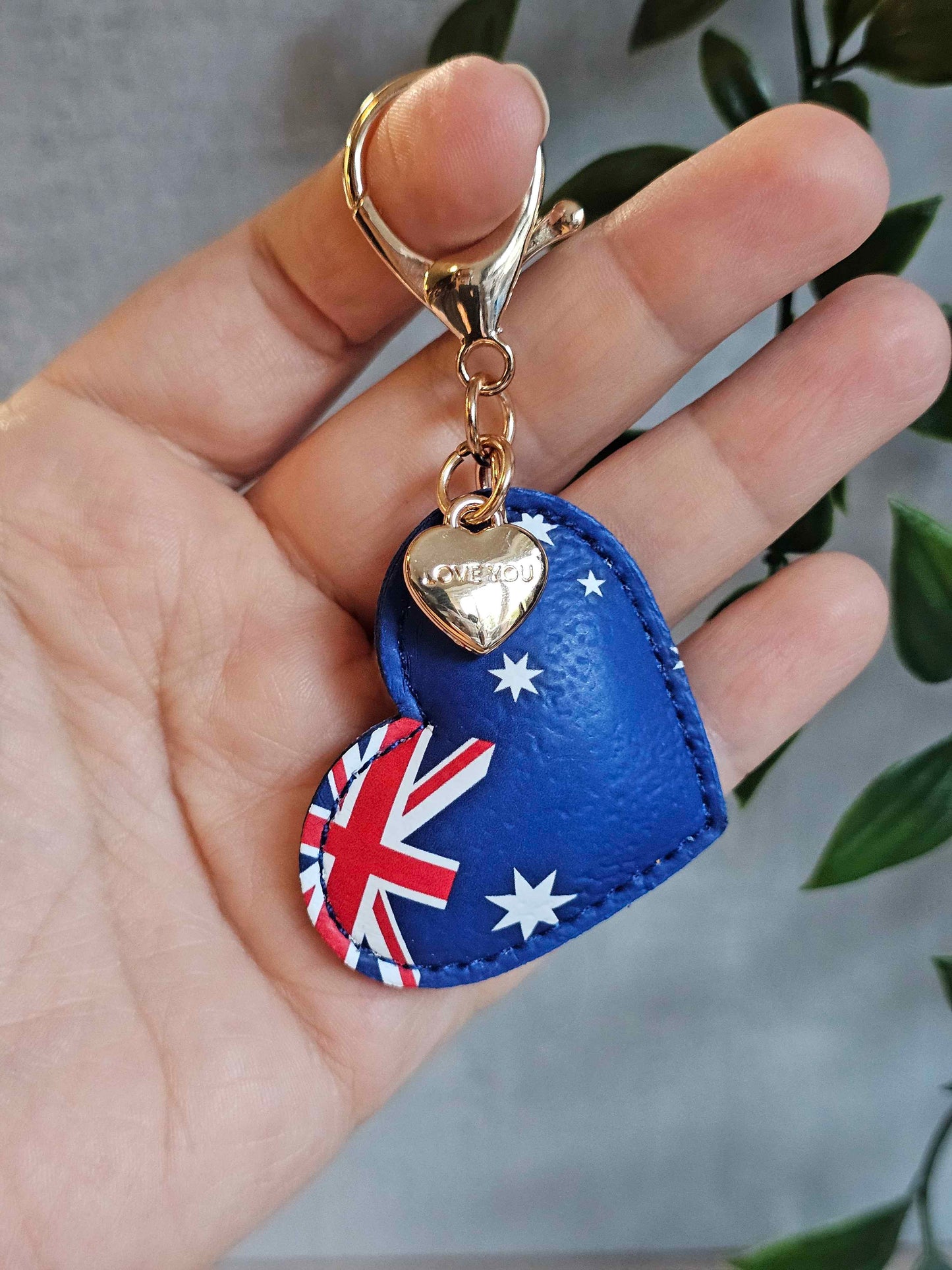 Australia Leather Heart Keyring