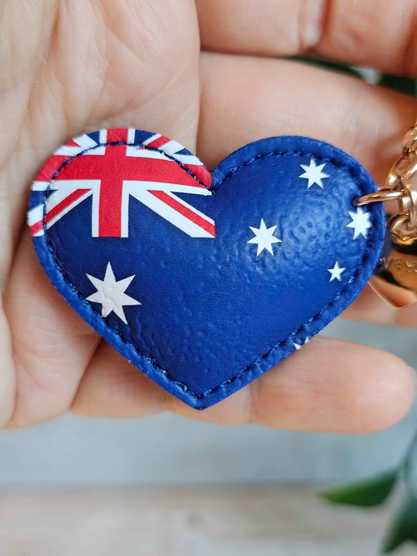 Australia Leather Heart Keyring