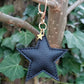 Black Leather Star Keyring