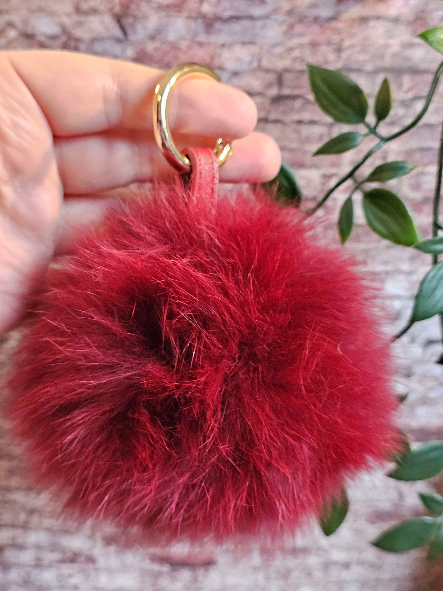 Burgundy 12cm Longhair Pom Pom