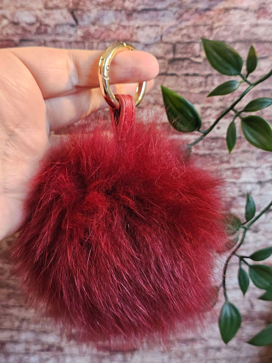 Burgundy 10cm Longhair Pom Pom