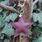 Burgundy Leather Star Keyring