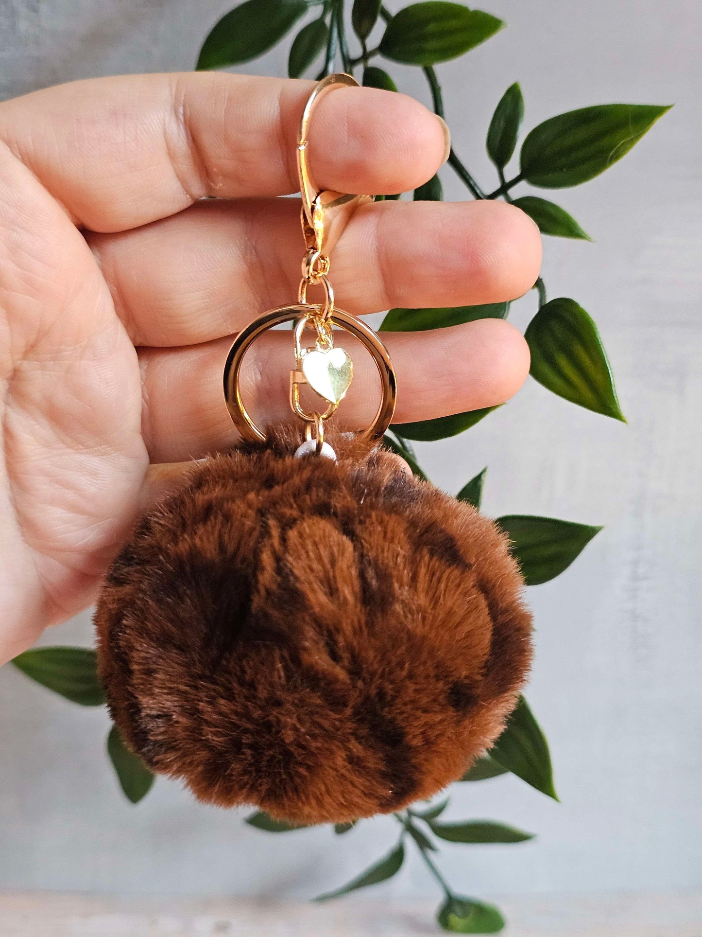 Dark Brown Animal Print Pom