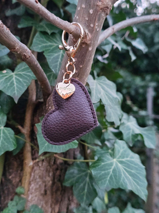 Dark Chocolate Leather Heart Keyring