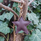 Dark Chocolate Leather Star Keyring