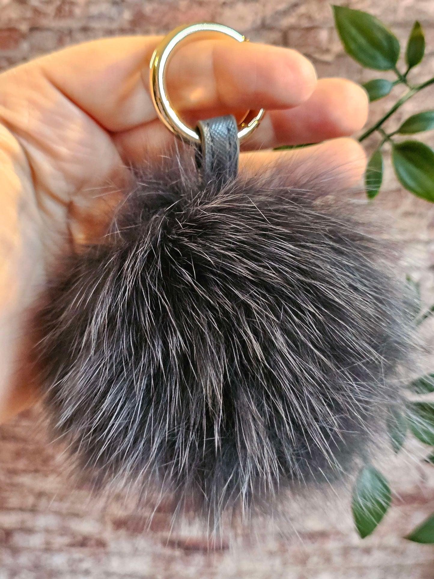 Dark Grey 10cm Longhair Pom Pom
