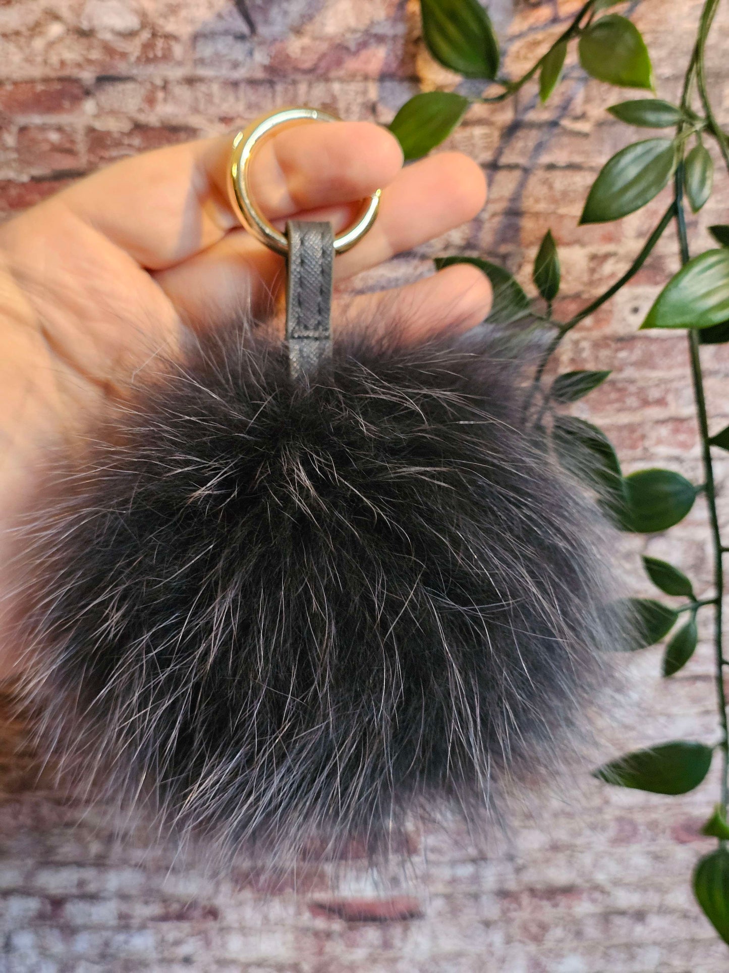 Dark Grey 12cm Longhair Pom Pom