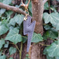 Dark Grey Lightning Bolt Leather Keyring