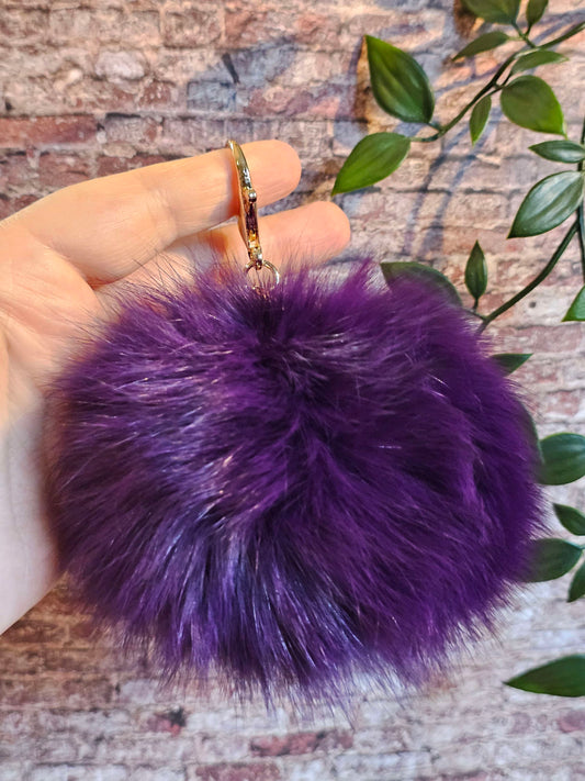 Dark Purple 12cm Longhair Pom Pom