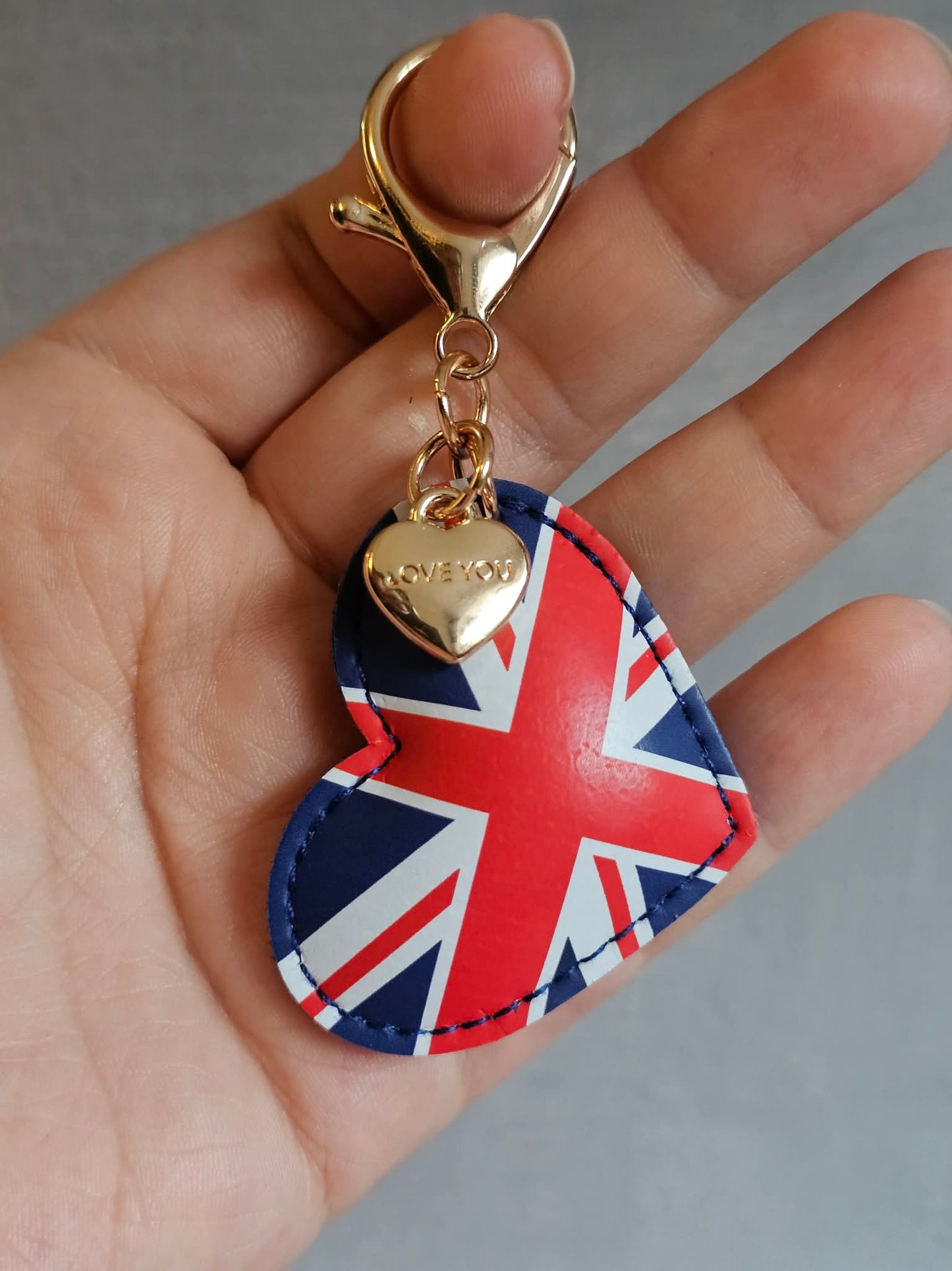 UK Leather Heart Keyring