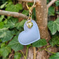 Light Blue Leather Heart Keyring