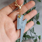 Light Blue Lightning Bolt Leather Keyring
