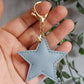 Light Blue Leather Star Keyring