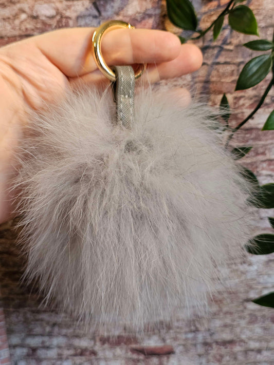 Light Grey 12cm Longhair Pom Pom
