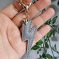 Light Grey Lightning Bolt Leather Keyring