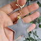 Light Grey Leather Star Keyring