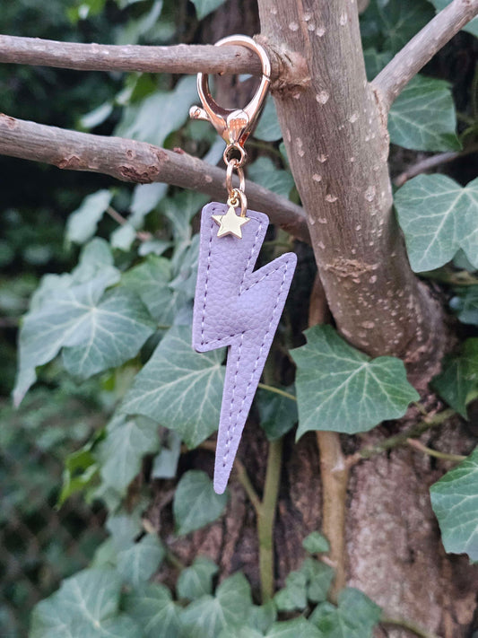 Light Purple Lightning Bolt Leather Keyring