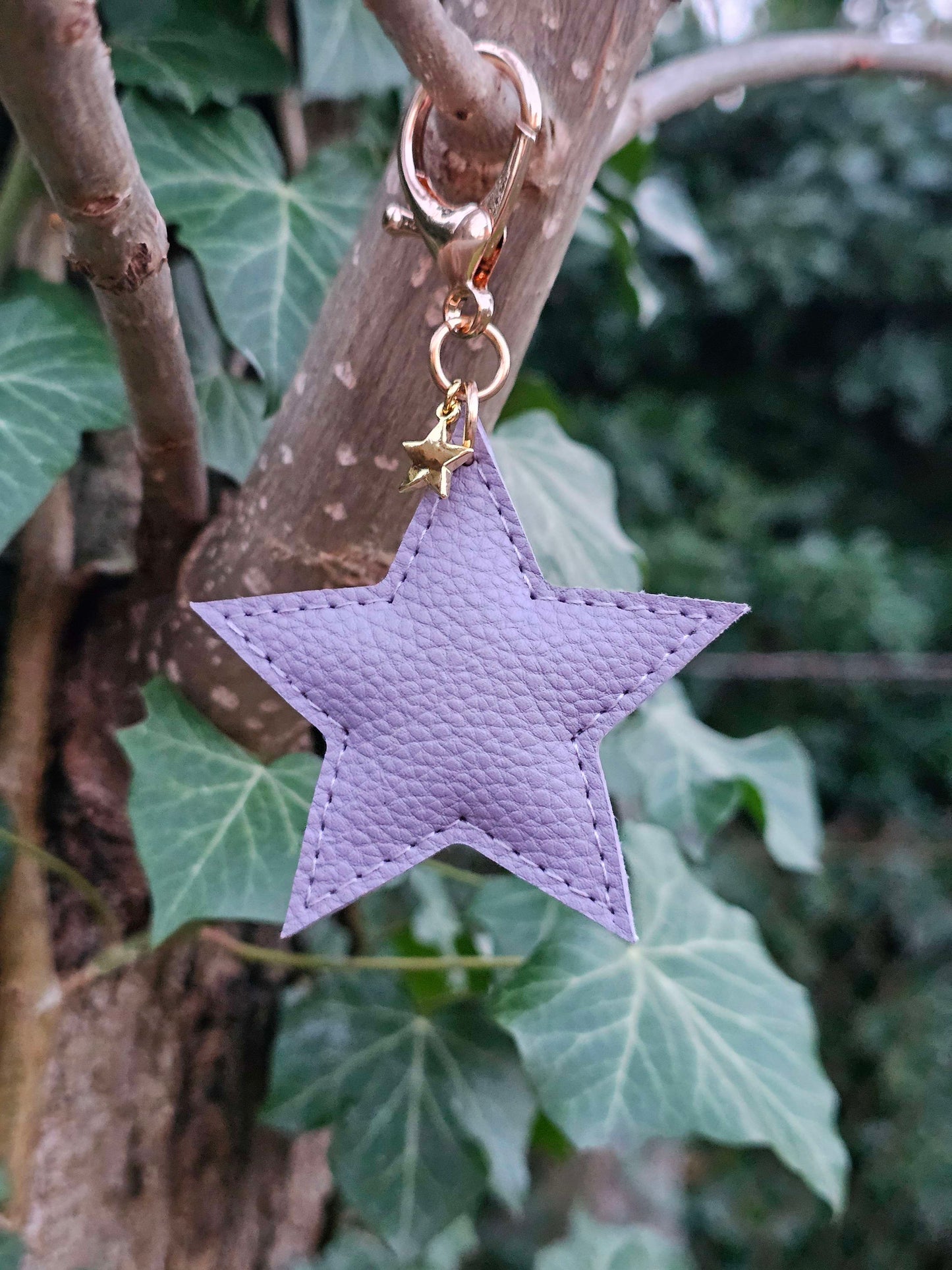 Light Purple Leather Star Keyring