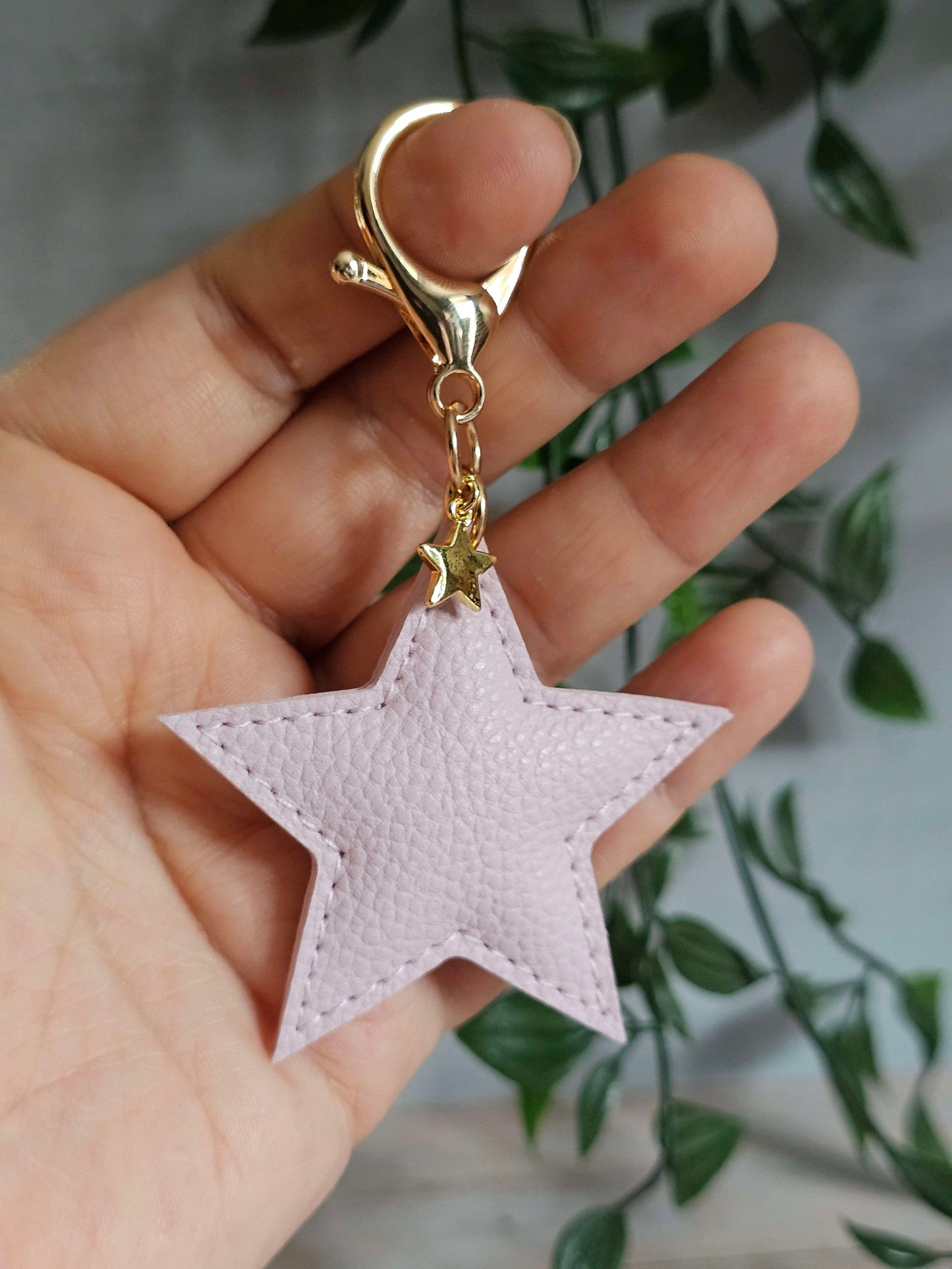 Lilac Leather Star Keyring