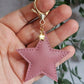 Mauve Leather Star Keyring
