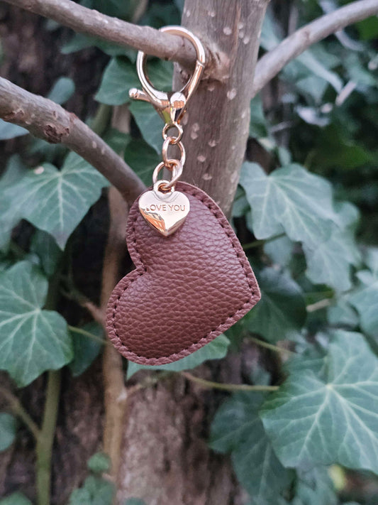 Milk Chocolate Leather Heart Keyring