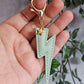 Mint Lightning Bolt Leather Keyring